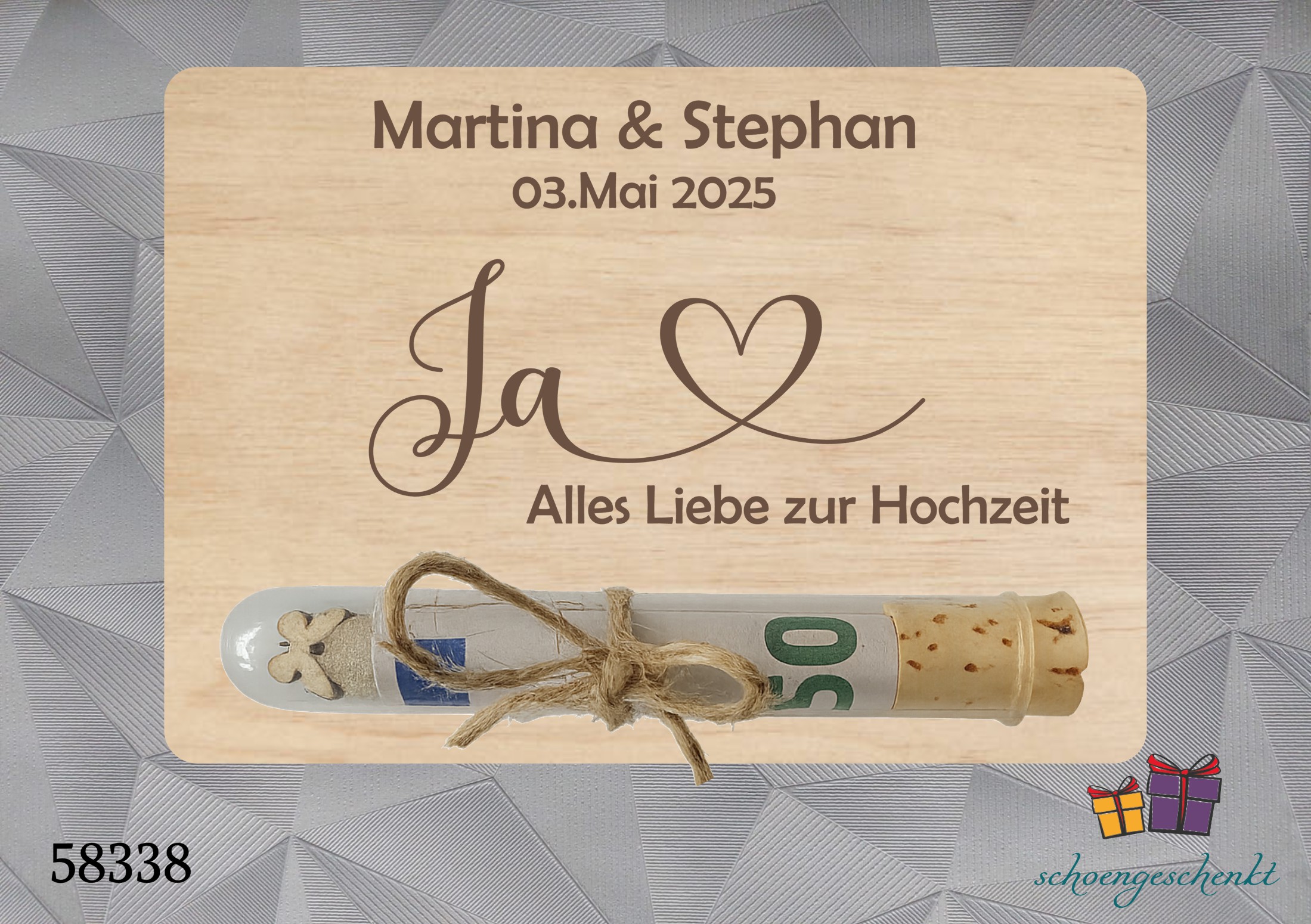 JA - Alles Liebe zur Hochzeit 💍 Geldgeschenkkarte Hochzeit personalisiert