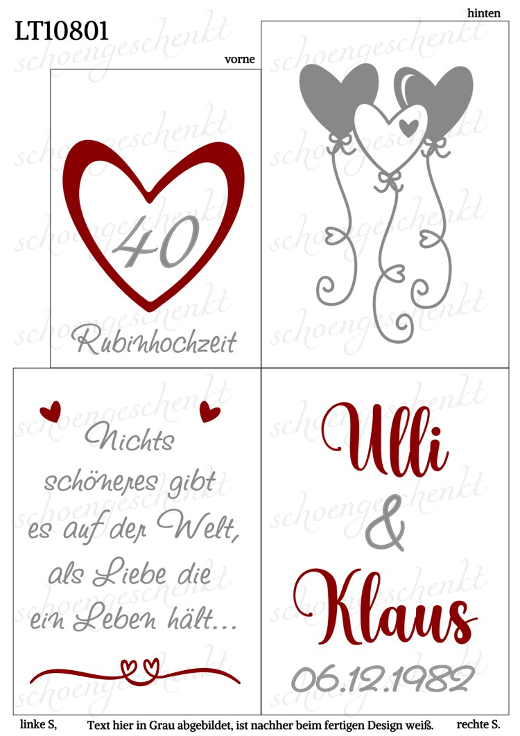 Nichts schöneres gibt es auf der Welt, als Liebe die ein Leben hält… ❤️ Laterne Rubinhochzeit