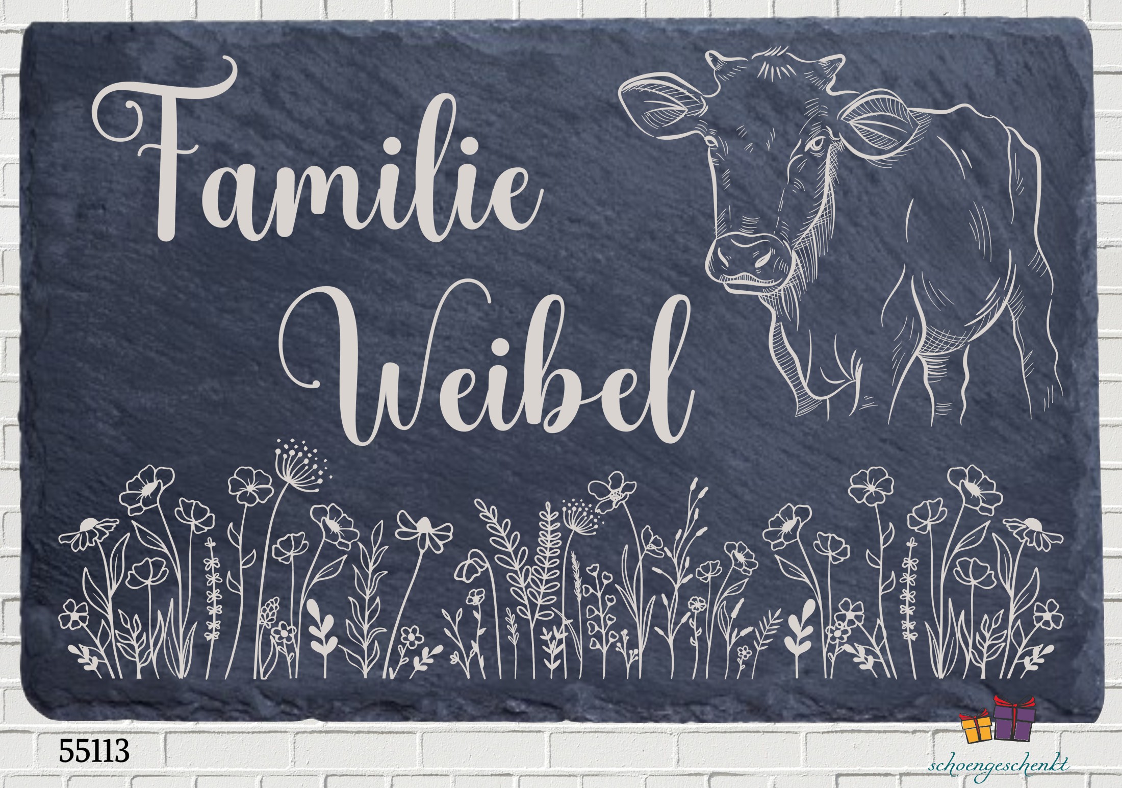 Schieferplatte Wohlfühloase 🌸 30×20 cm