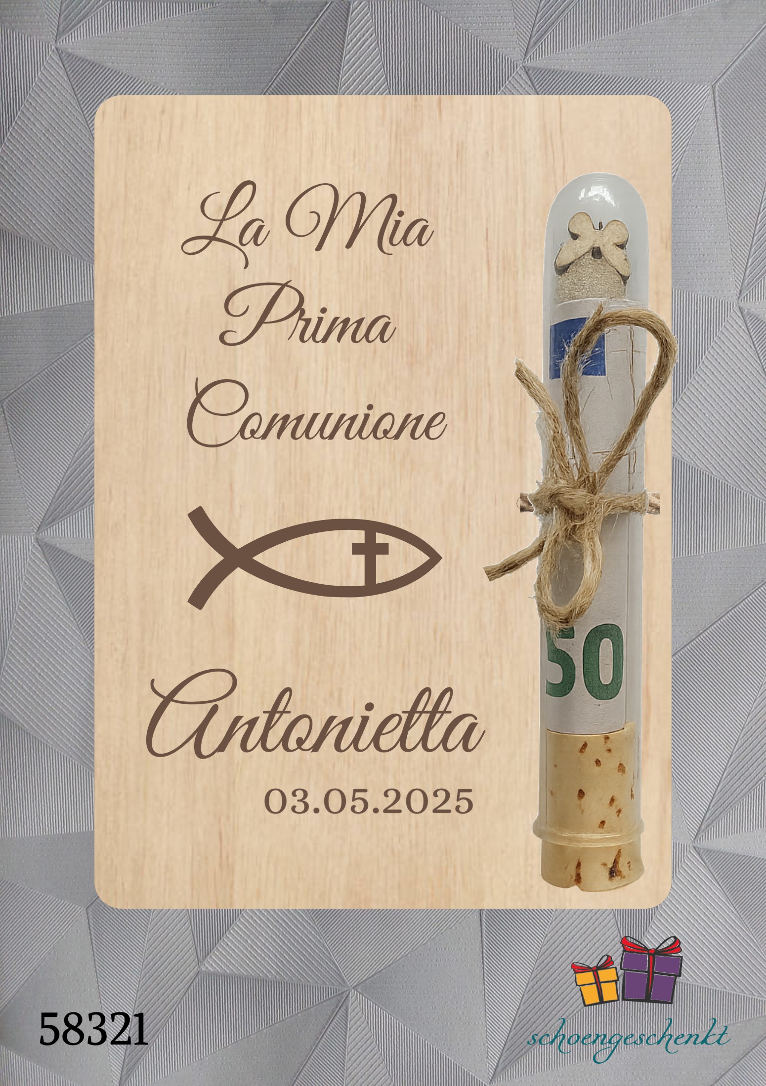 La Mia Prima Comunione personalisiert 🐟 Fisch  - Geldgeschenkkarte
