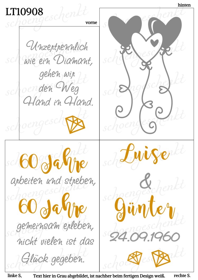 Diamantene Hochzeit – 60 Jahre Hand in Hand 💎  Laterne
