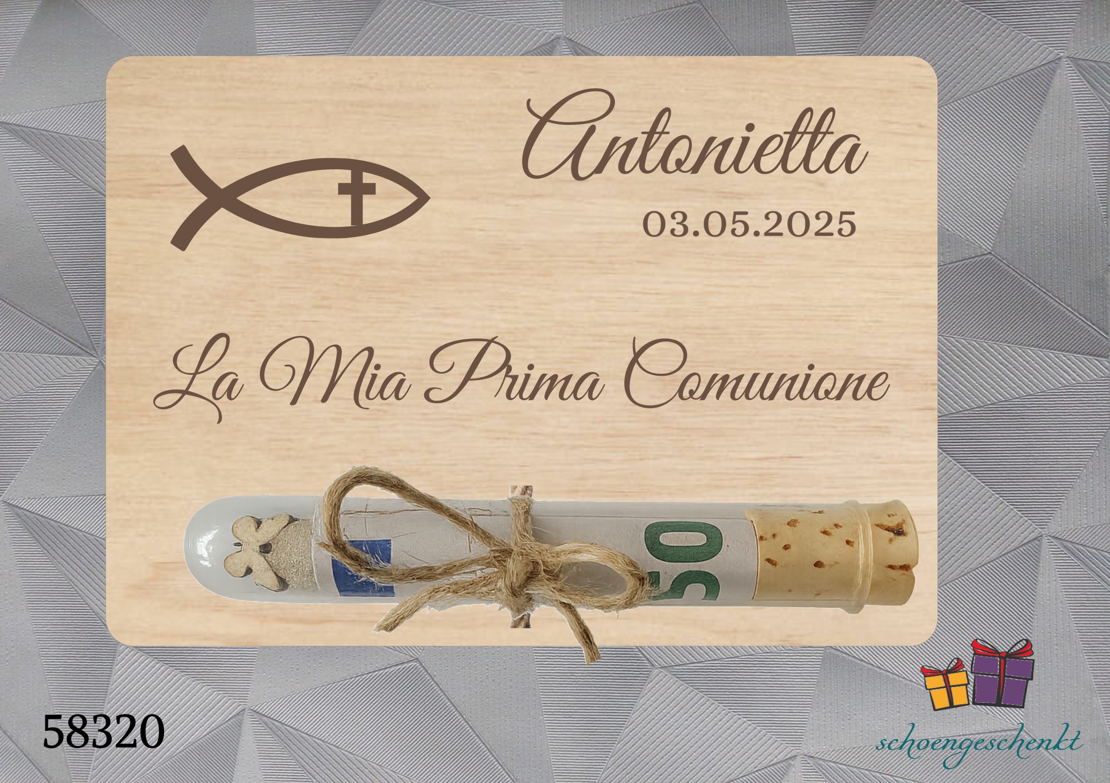 La Mia Prima Comunione personalisiert 🐟 Fisch  - Geldgeschenkkarte