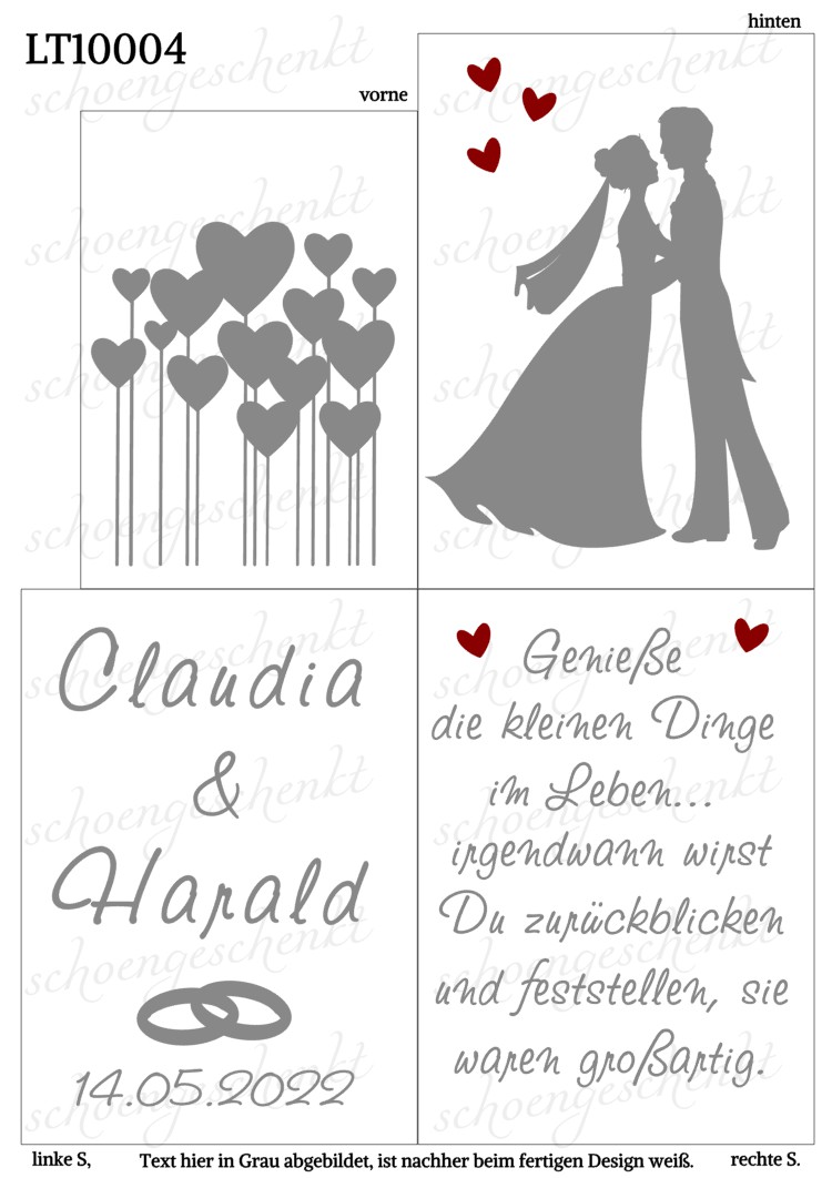Genieße die kleinen Dinge im Leben... irgendwann wirst Du zurückblicken und feststellen, sie waren großartig. 💍 Laterne Hochzeit