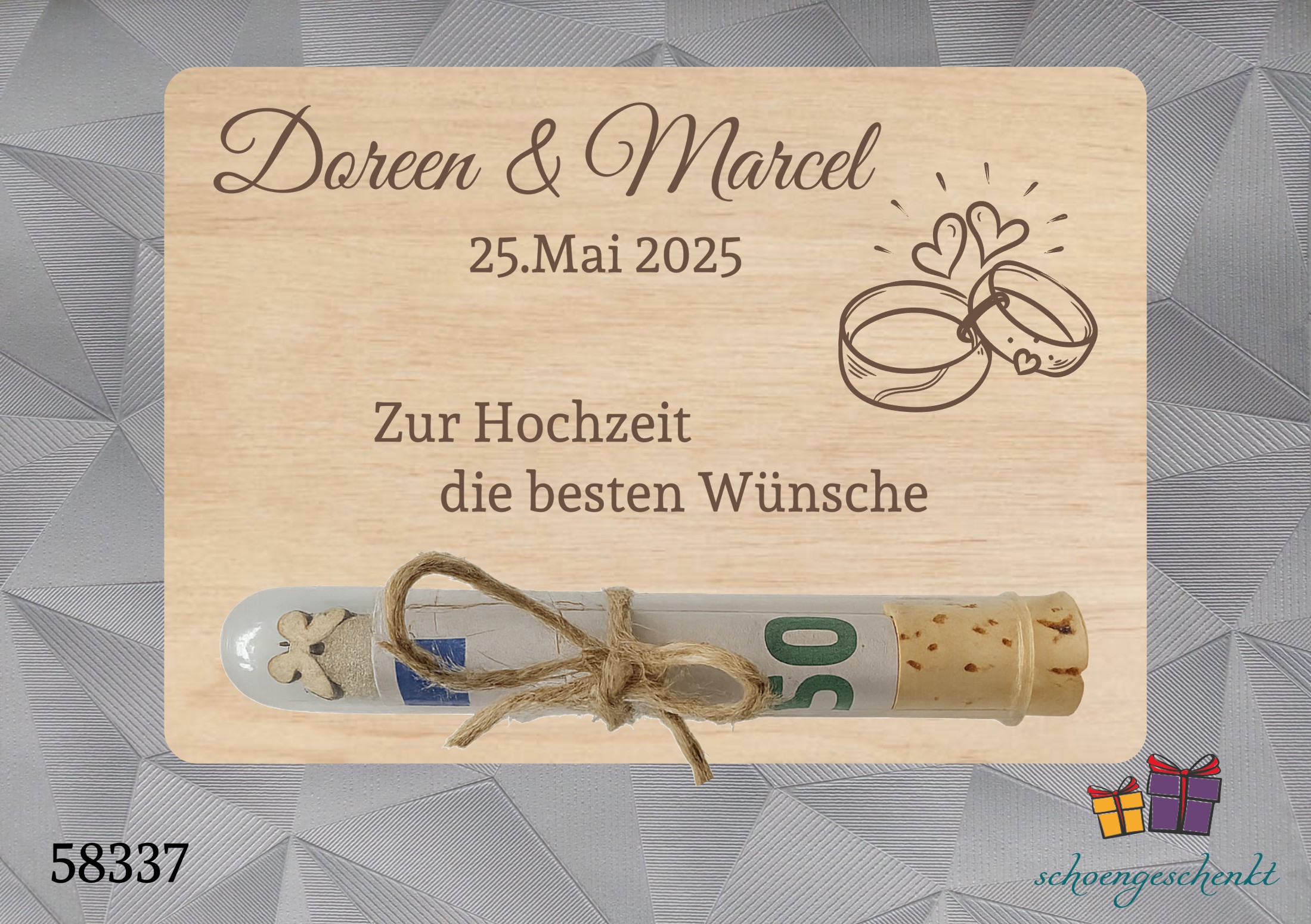 Zur Hochzeit die besten Wünsche 💍 Geldgeschenkkarte Hochzeit personalisiert