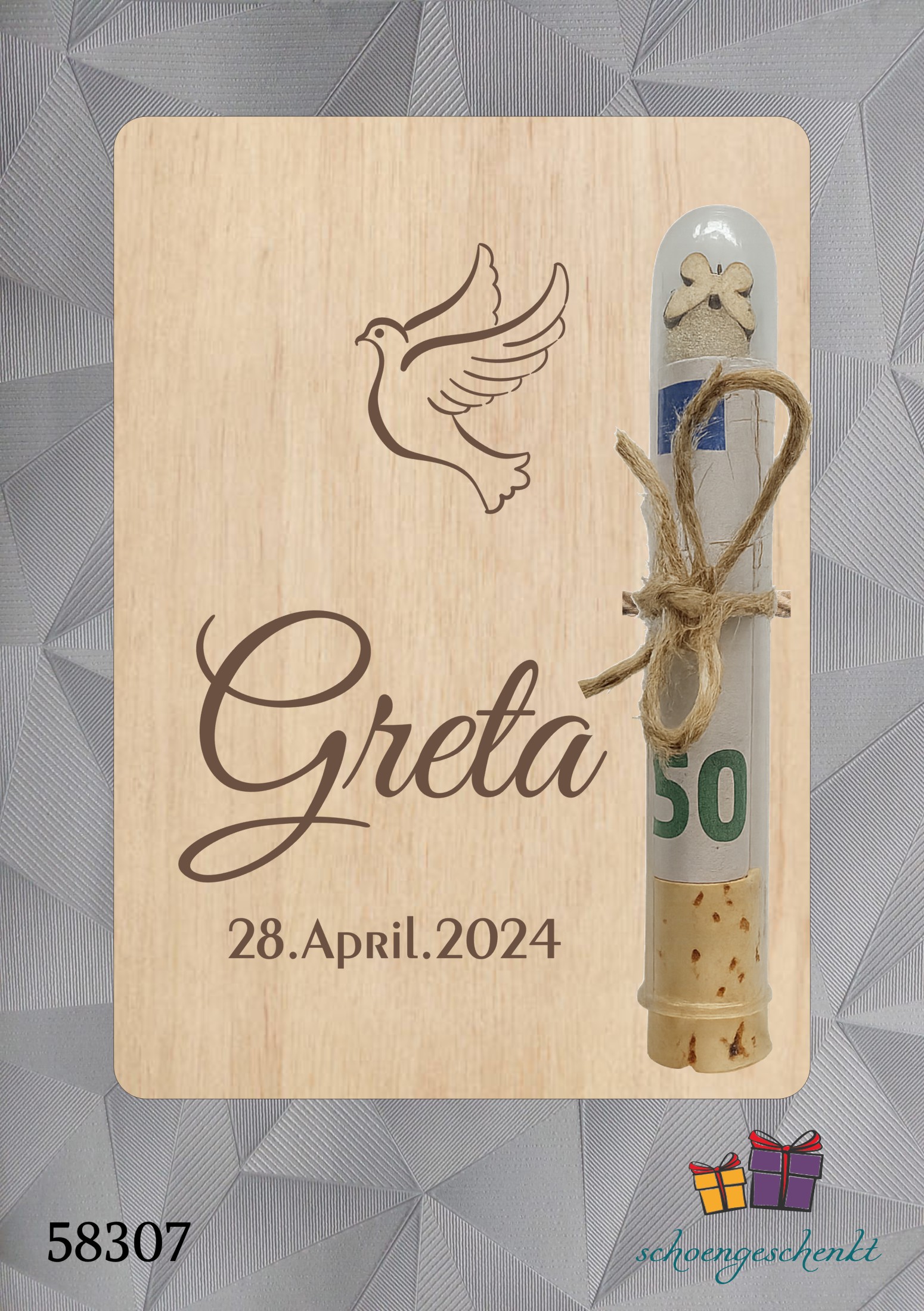 Zur Kommunion personalisiert 🕊️ Taube - Geldgeschenkkarte