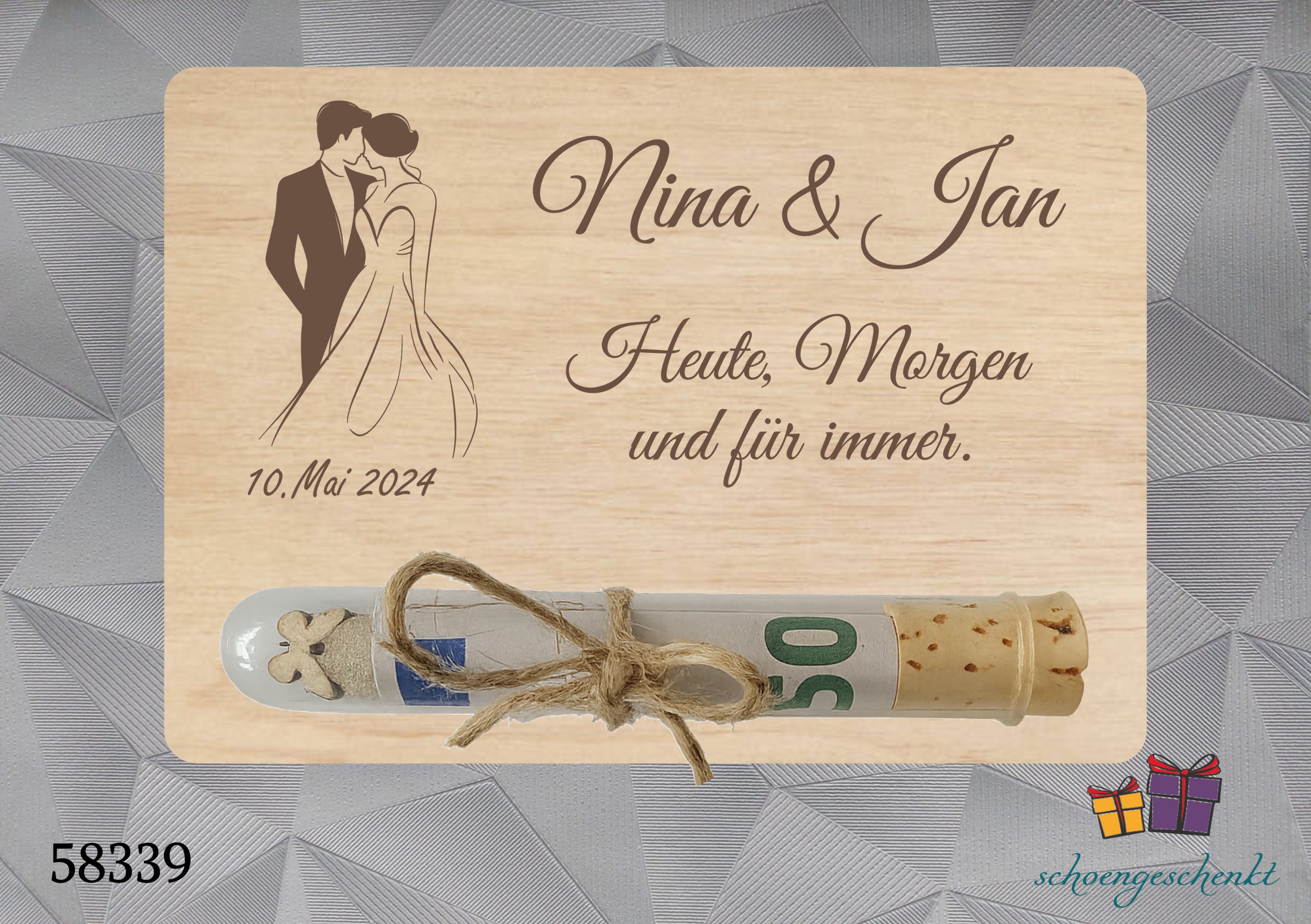 Heute, Morgen und für immer 💍 Geldgeschenkkarte Hochzeit personalisiert