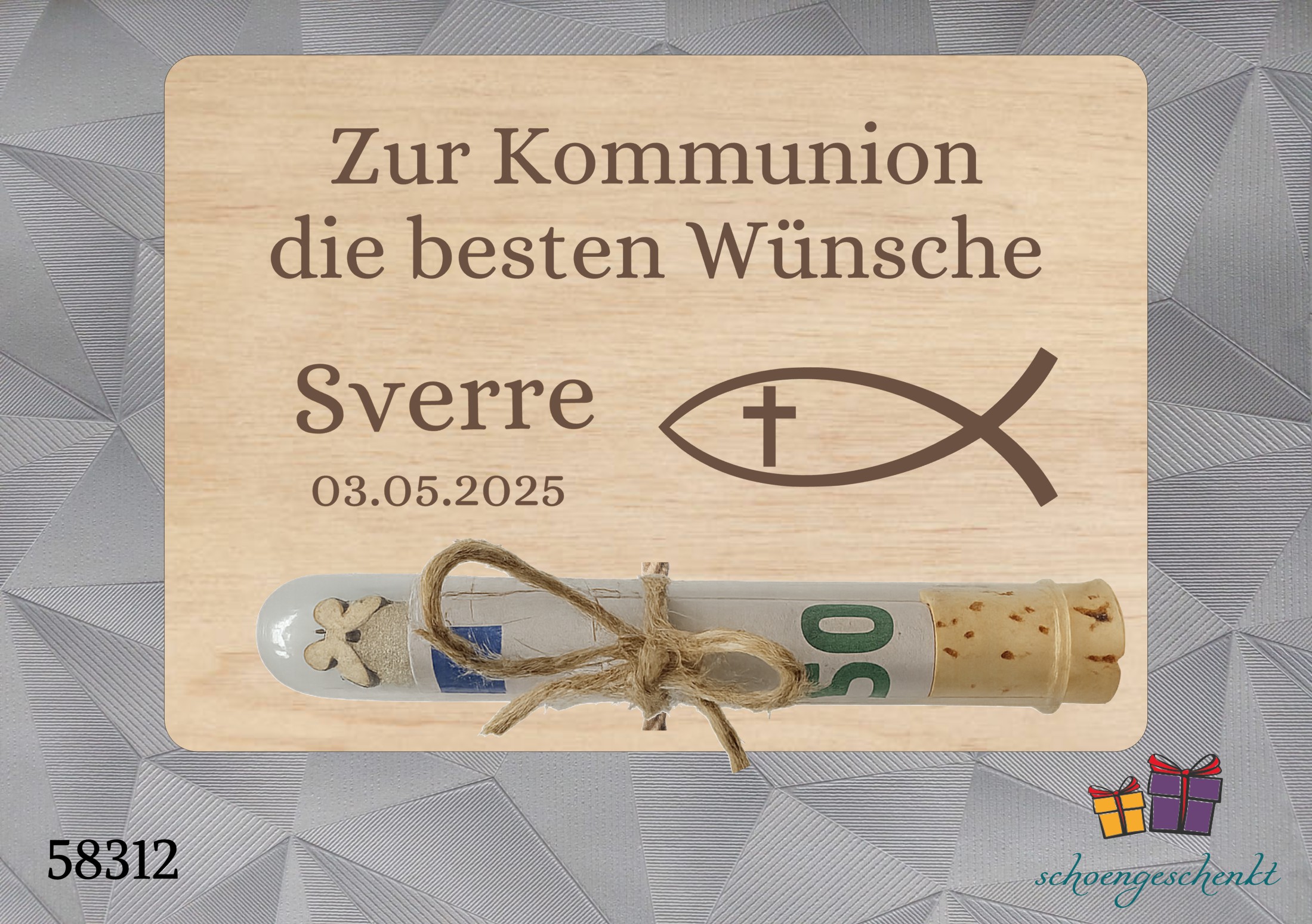 Zur Kommunion personalisiert 🐟 Fisch - Geldgeschenkkarte
