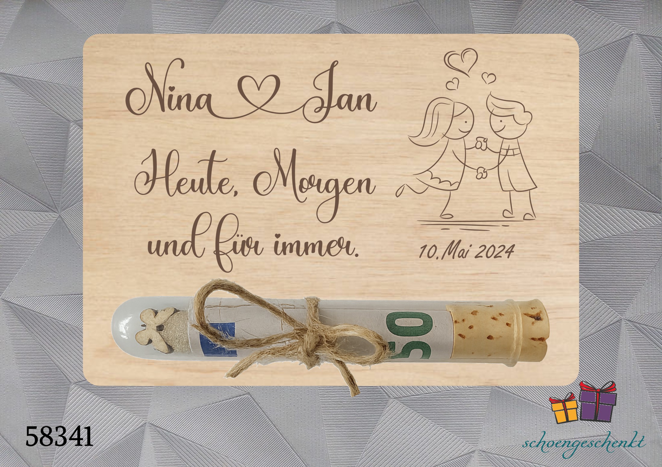 Heute, Morgen und für immer 💑 Geldgeschenkkarte Hochzeit personalisiert
